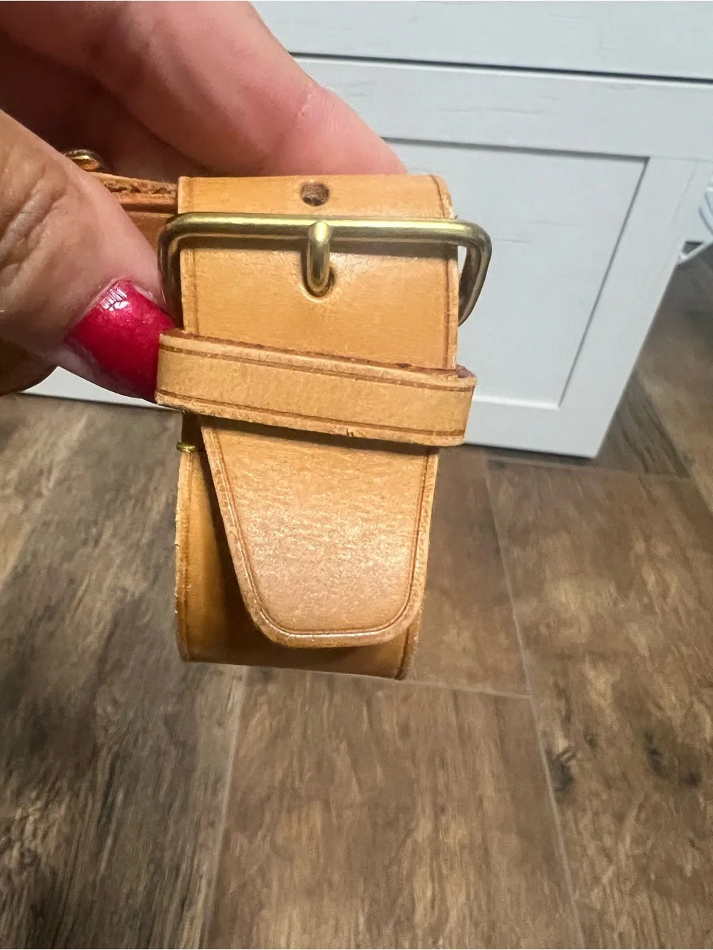 Louis Vuitton Brown/Tan Leather Luggage Tag with Buckle Strap